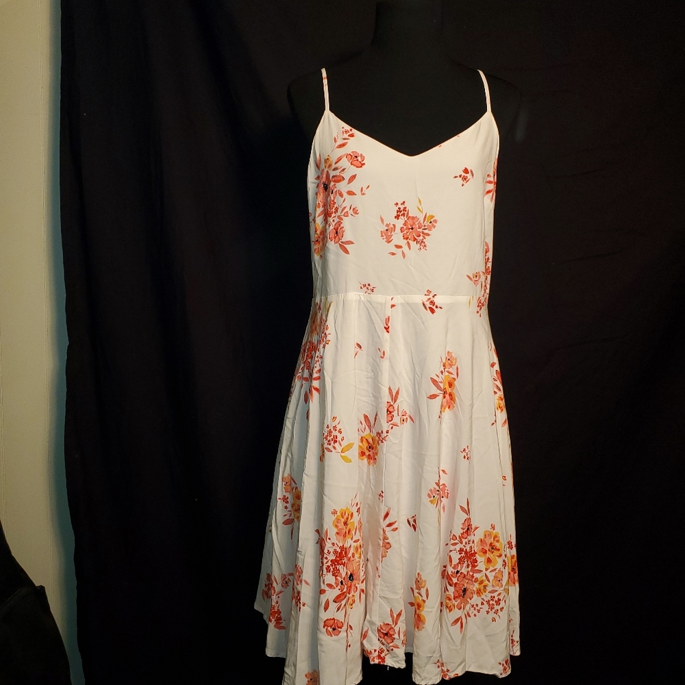 Gap White Floral Spaghetti Strap Sundress L